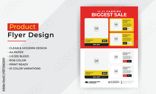 11.11 Biggest Sale Flyer Template for Online and Retail Shopping Promotion, Discount Offer Poster Design