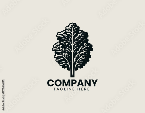 Kale vegetable symbol is illustrated as clean black vector logo design