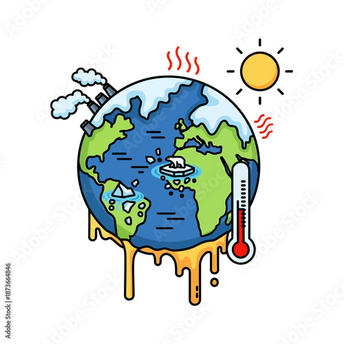 Earth Melting From Global Warming, Pollution, Melting Ice Caps, and Heat