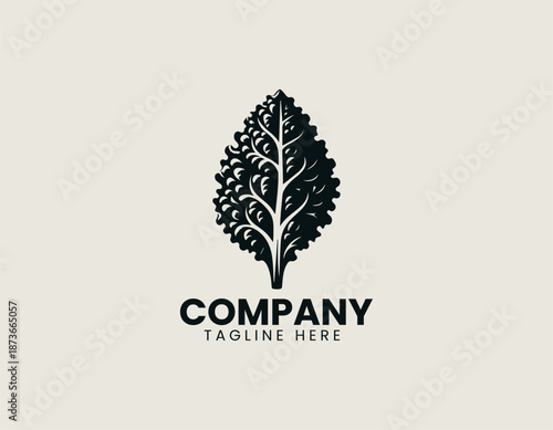 Kale vegetable symbol is illustrated as clean black vector logo design