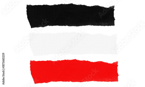 Wallpaper Mural Three ripped paper strips featuring black white and red colors with dotted texture ready for text placement on transparent backdrop Torontodigital.ca