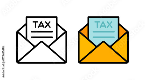 Vector Tax Form in Envelope Flat Illustration