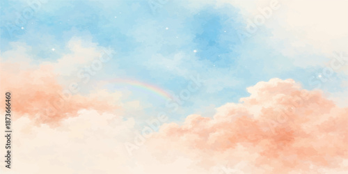 A beautiful blue summer sky filled with fluffy white cumulus clouds and bright sunlight creates a stunning natural cloudscape within the glowing atmosphere