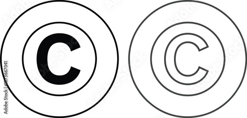 Copyright Symbol C In Filled Circle And Outline Circle vector illustration
