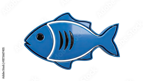 Blue 3D Fish Icon