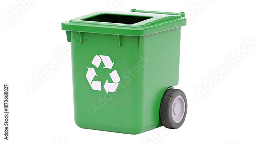 Green Recycling Bin with Recycle Symbol