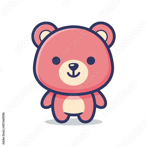 Adorable Pink Cartoon Bear Illustration