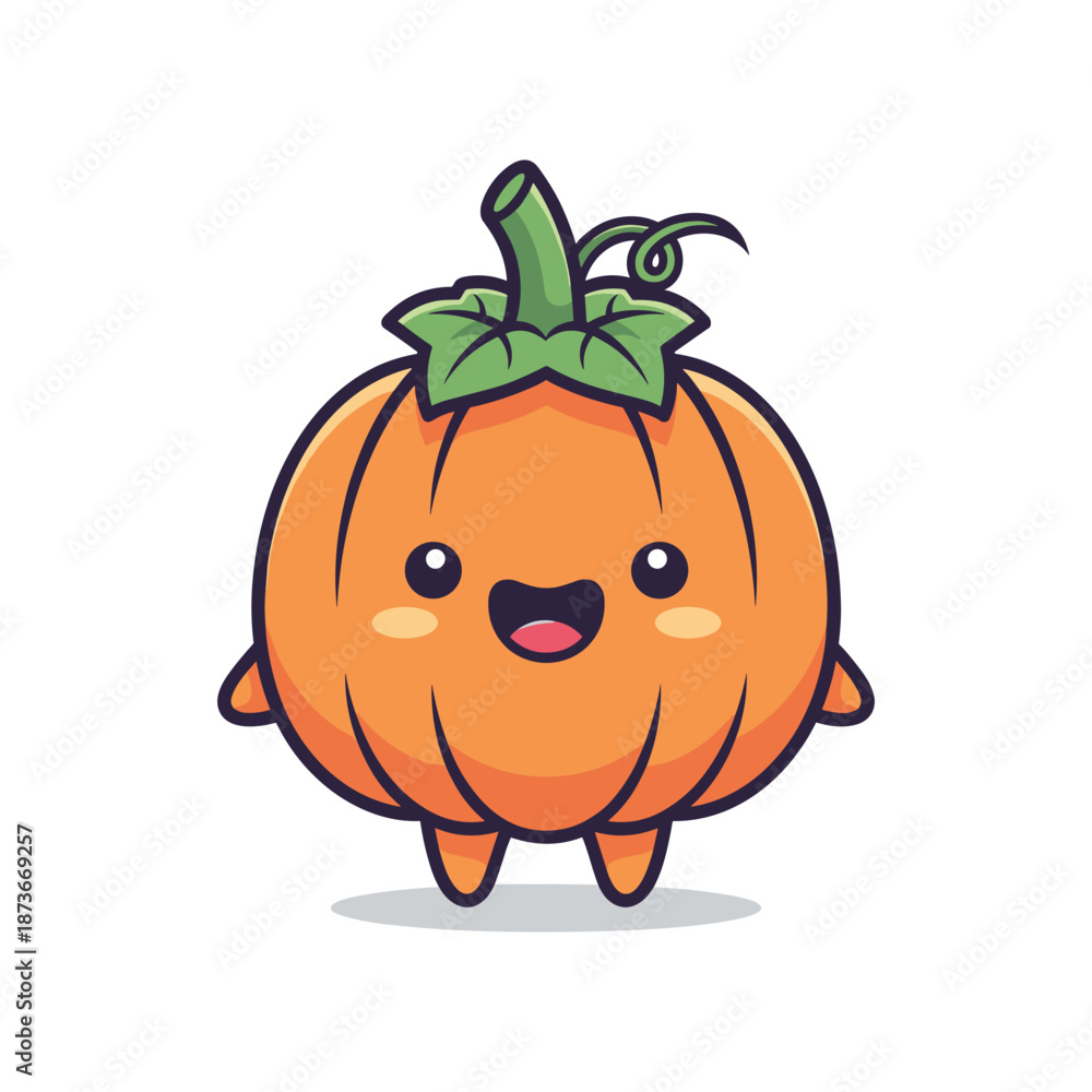 Obraz premium Adorable Cartoon Pumpkin Character Illustration