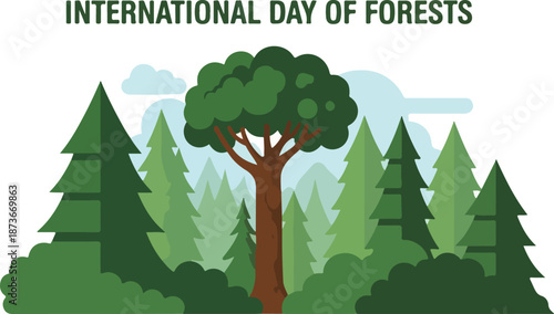 Celebrating International Day of Forests with lush green trees in a serene forest environment from an aerial viewpoint