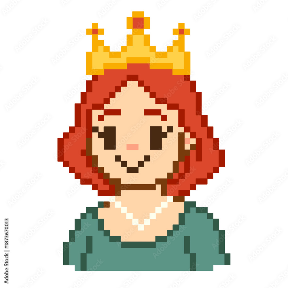 Obraz premium Flat Design Pixel Art Queen Illustration
