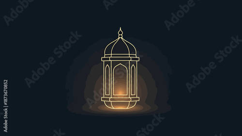 Glowing Decorative Lantern Silhouette Against Dark Background Symbolic Of Celebration Light And Warmth