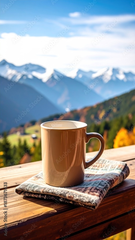 Naklejka premium Mug with mountain view.