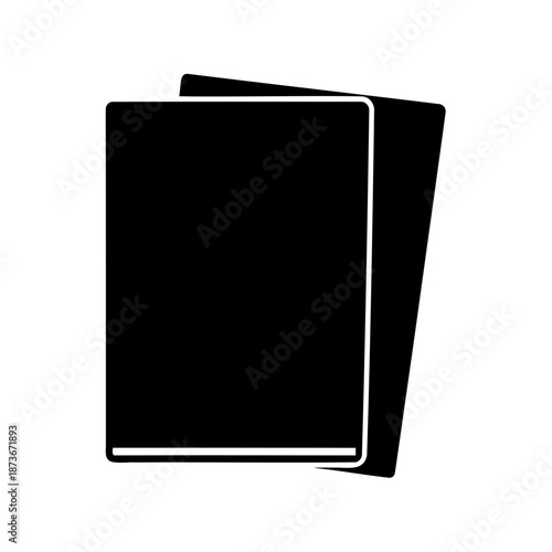 Two books in black silhouette overlapping each other on white background