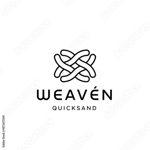 Weaven Quicksand Logo Design with Intertwined Abstract Symbol.