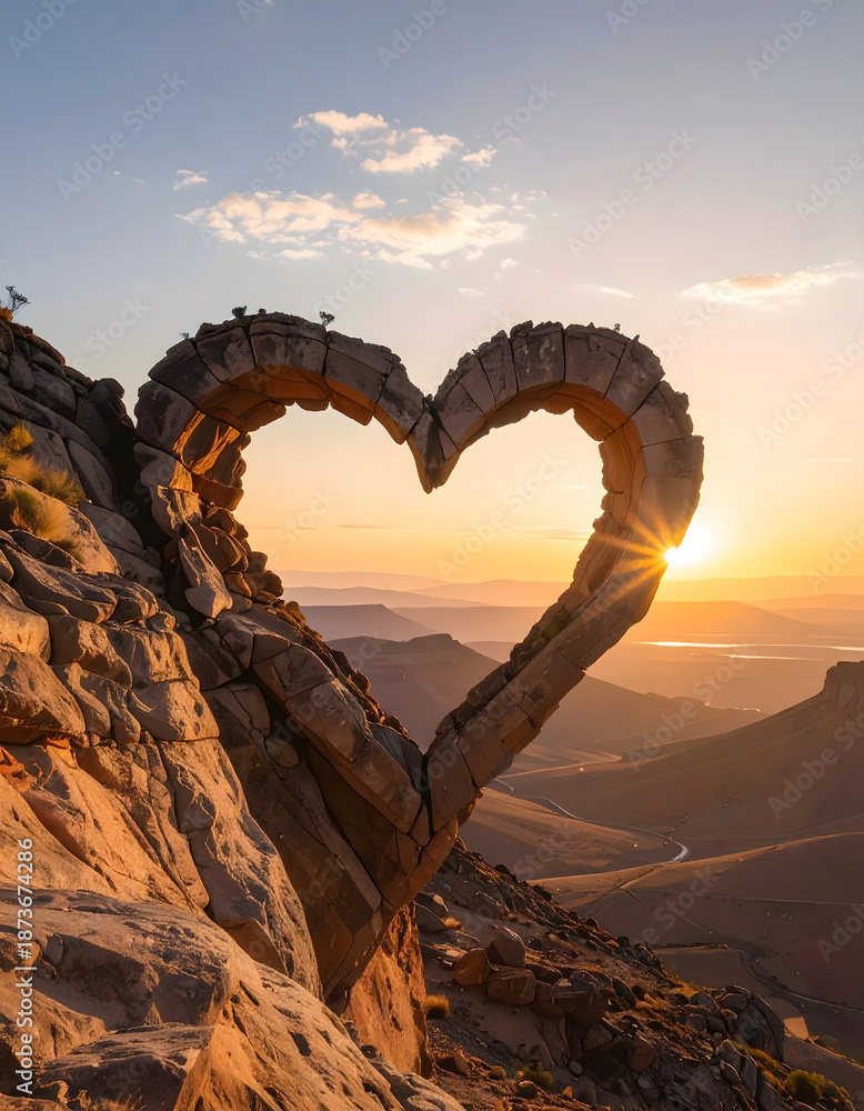 Fototapeta premium Heart Shaped Rock Formation at Sunset.