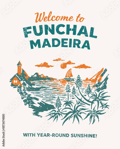 Vintage Christmas greeting card with Santa, festive tree decorations, and joyful holiday design elements