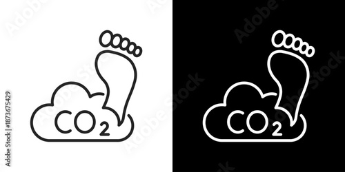 Carbon Footprint  Icon Set. Clean Line Design With Light And Dark Versions For Versatile Use 