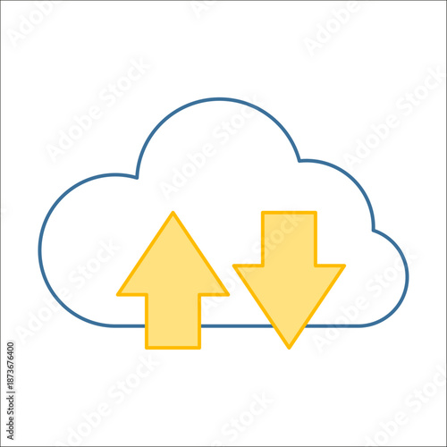 Cloud upload and download line icon representing data transfer, file synchronization, and cloud storage services