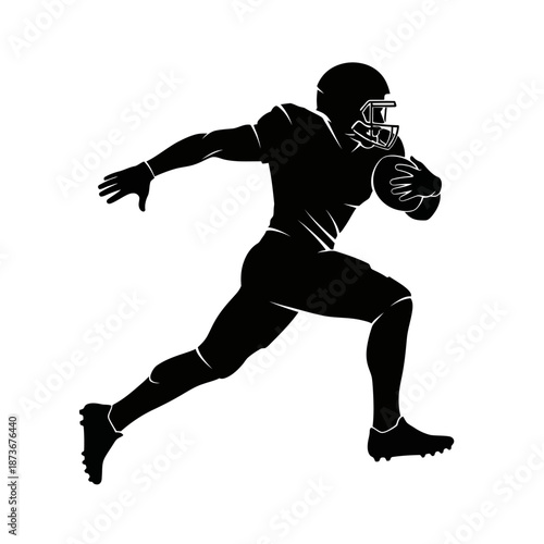 American Football Player Silhouette Running with Ball