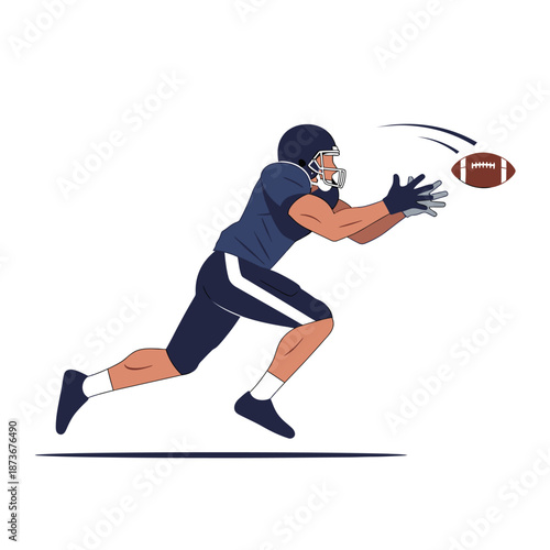 American Football Player Catching Ball Mid-Air