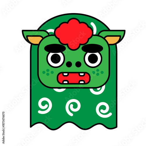 獅子舞をモチーフにした、縁起のいいかわいい和風キャラクターイラスト