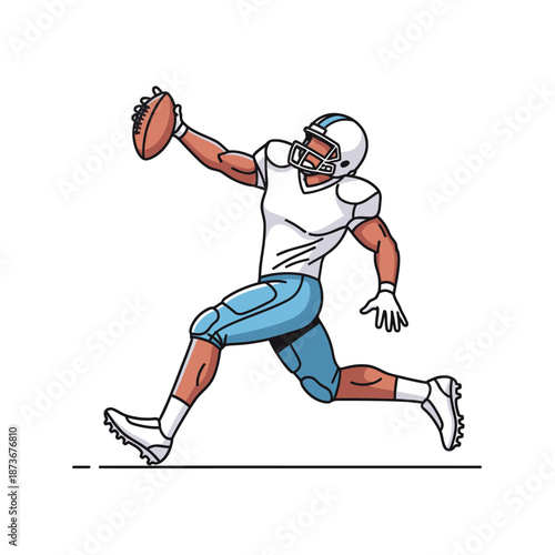 American Football Player Catching Ball in Action - Dynamic Cartoon Illustration