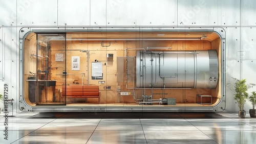 Modern minimalist interior design with functional elements