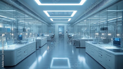Modern laboratory with advanced equipment and lighting