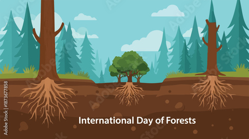 Trees stand tall in the forest landscape on International Day of Forests
