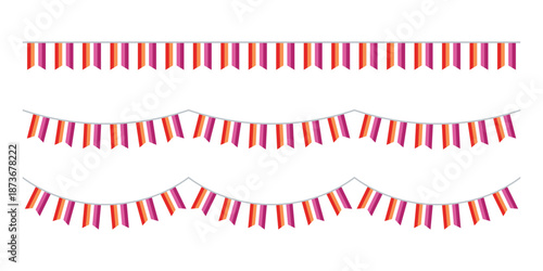 Orange, white, and pink colored party bunting, as the colors of the lesbian flag. LGBTQI concept. Flat design illustration.
