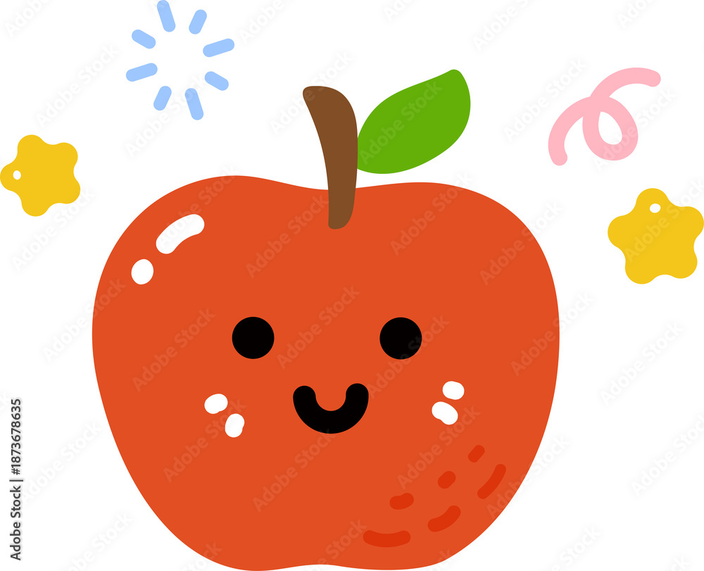 Fototapeta premium Cute Apple Cartoon Illustration