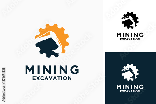 Excavator mining logo symbol icon design
