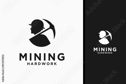 Miner man logo symbol icon design