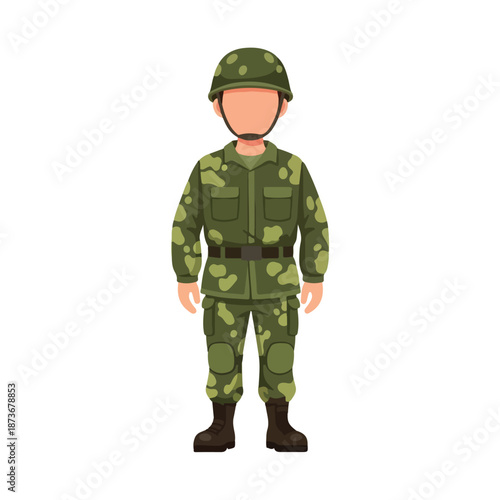 Soldier in Military Camouflage Uniform Illustration