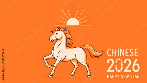 Majestic Horse Silhouette Against Bright Sunrise Symbolizing Chinese Year Celebration And Wishes For New Beginnings