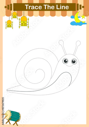 Handwriting Practice. Tracing lines and coloring animals for children. Vector Illustration
