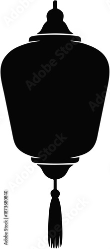 Black Chinese Lantern Silhouette Icon.