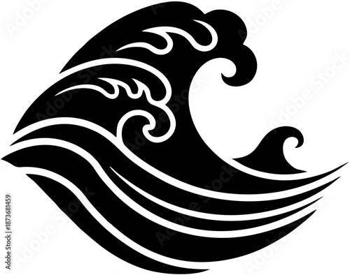 Black wave graphic design element 1.