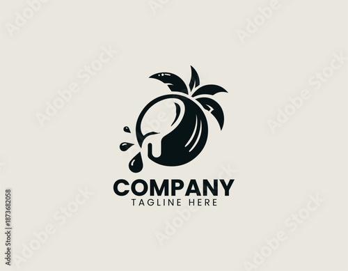 Coconut milk symbol is illustrated as clean black vector logo design