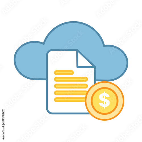 Icon showing a digital invoice or financial document with a cloud symbol representing online payment and SaaS billing