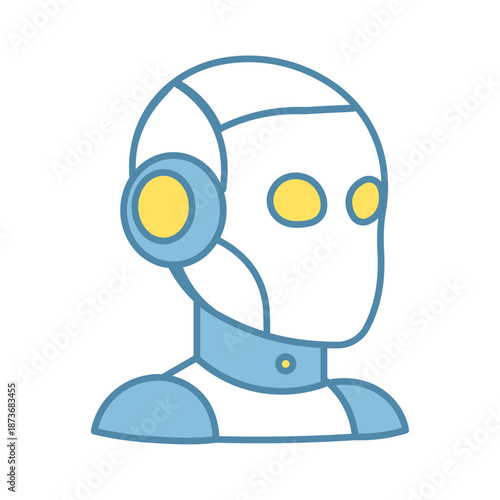 Modern robotic head with artificial intelligence brain circuitry