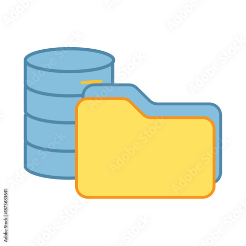 Database servers with a file folder representing organized data storage