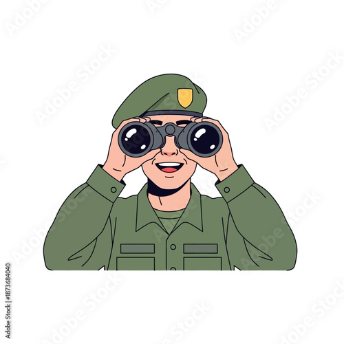 Smiling Soldier with Binoculars Looking Forward | Military Watch and Discovery