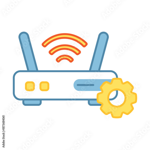 Internet router with wireless signal and gear for smart network management