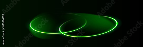 Green shiny sparks of spiral wave. Curved bright speed line swirls. Shiny wavy path. Rotating dynamic neon circle. Magic golden swirl with highlights.