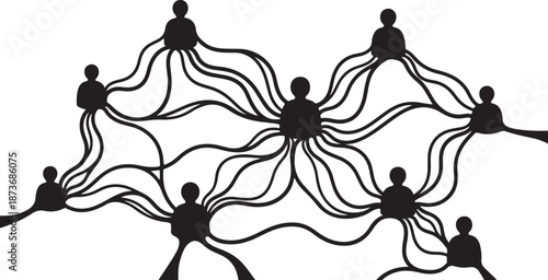 Connected People Silhouettes Network Teamwork Unity Concept Illustration