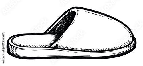 A comfortable household slipper graphic providing a cozy and relaxing visual for home decor product listings, lounge wear concepts, and domestic lifestyle projects.