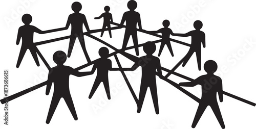 Connected People Holding Hands in a Circle Formation Together