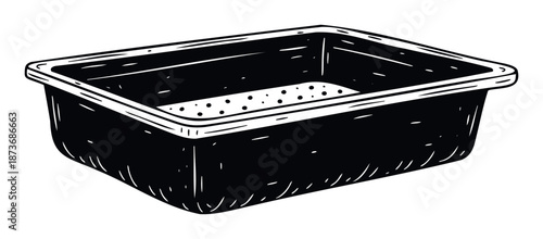 Versatile black plastic perforated tray for kitchen organization, garden seedling propagation, or industrial parts storage in various household and commercial settings