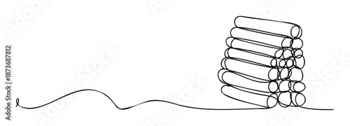 Modern continuous single line drawing illustrating a dynamic stack of rounded objects symbolizing progression and connection ideal for sleek presentations and minimalist branding projects